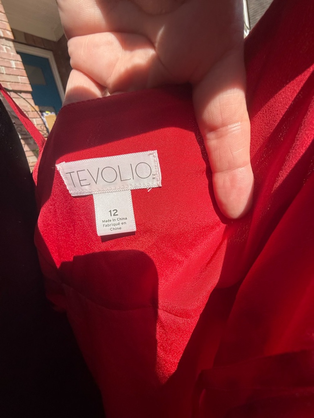 Tevolio Red Cross-Front Chiffon Dress - Picture 4 of 4